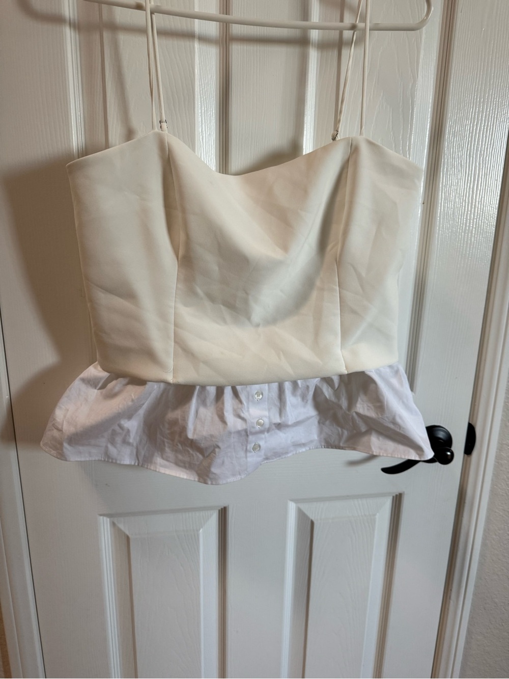 Zara Mixed Poplin Top with a structured white bustier bodice spaghetti straps - Picture 3 of 11